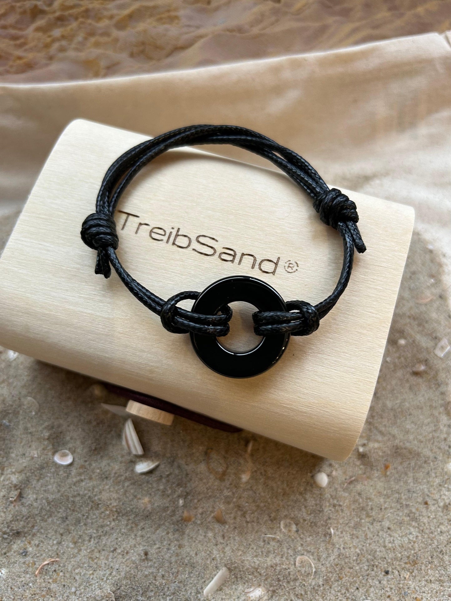Ascheschmuck Kreis des Lebens schwarz glänzend TreibSand