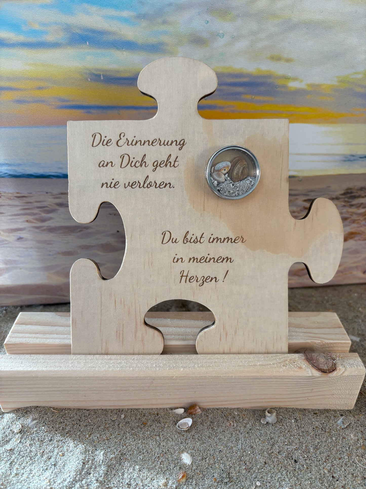 Erinnerungspuzzle mit Gravur und Medaillion