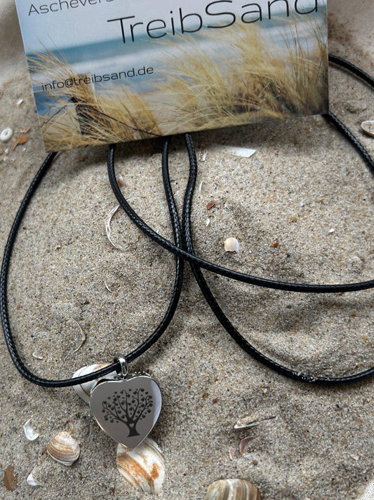 Ascheschmuck Herz mit Baum, Gravur möglich