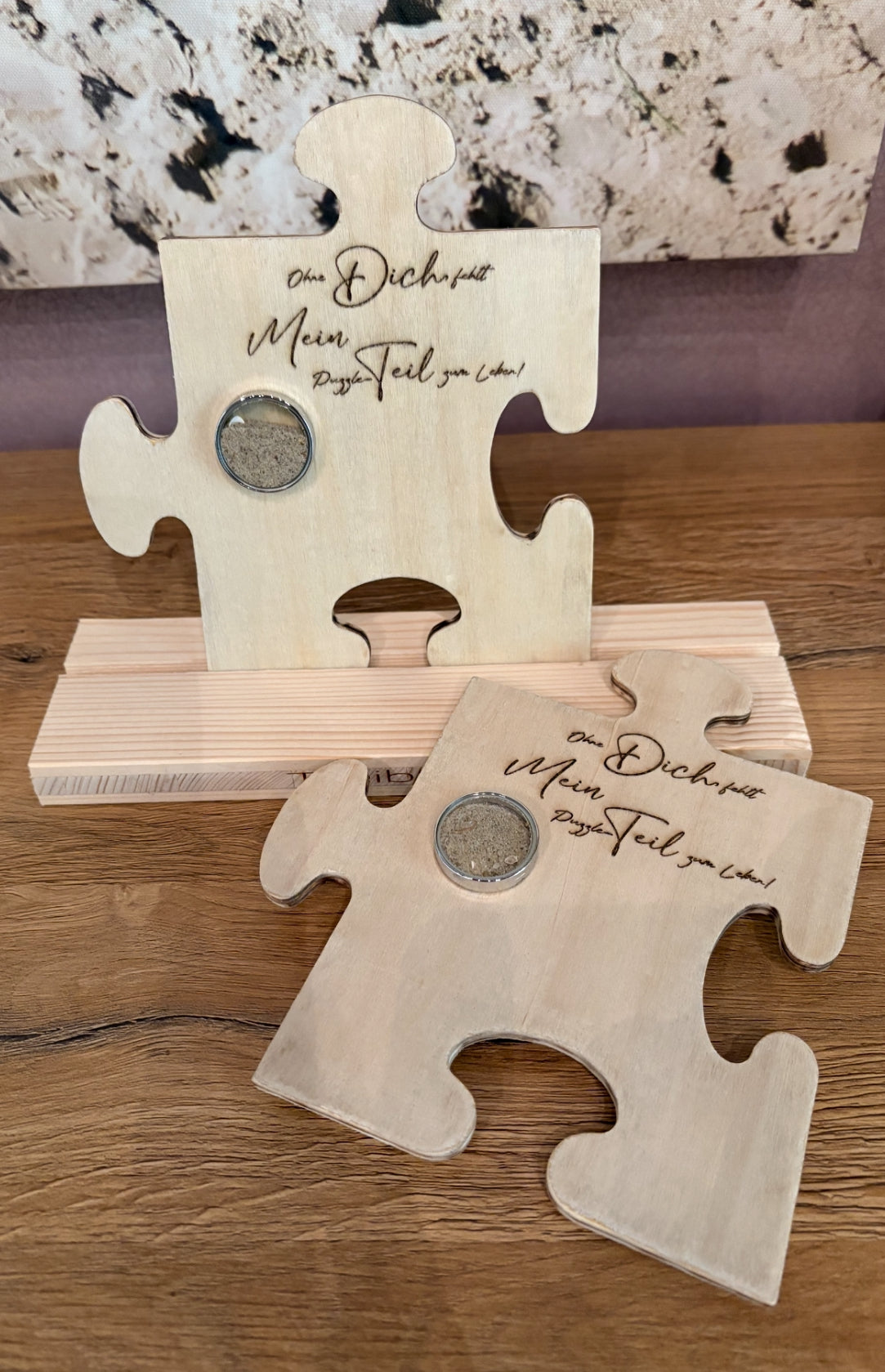 Erinnerungspuzzle mit Gravur und Medaillion