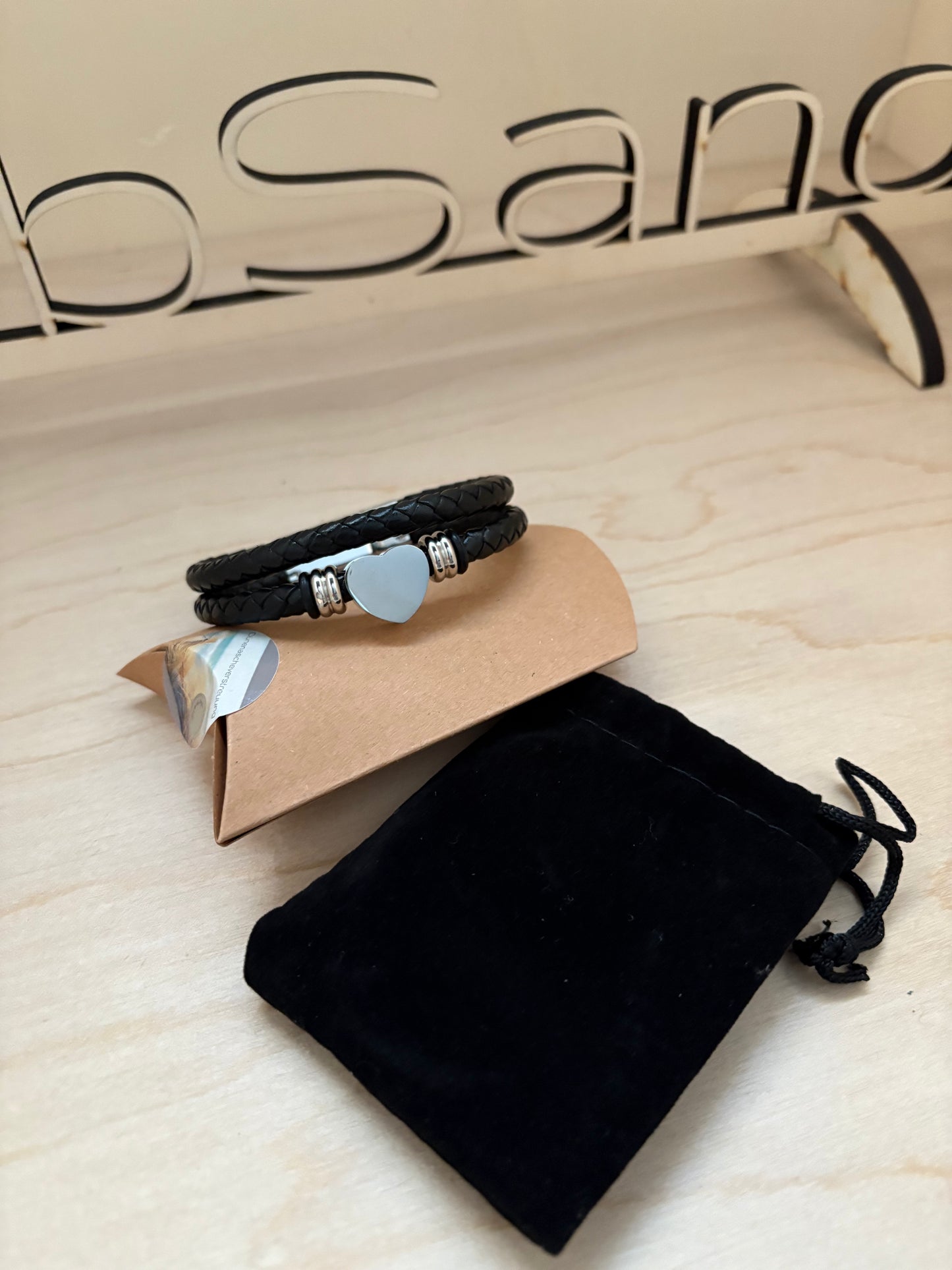 DIY TreibSand® Ascheschmuck Lederarmband Herz mit Steckverschluss