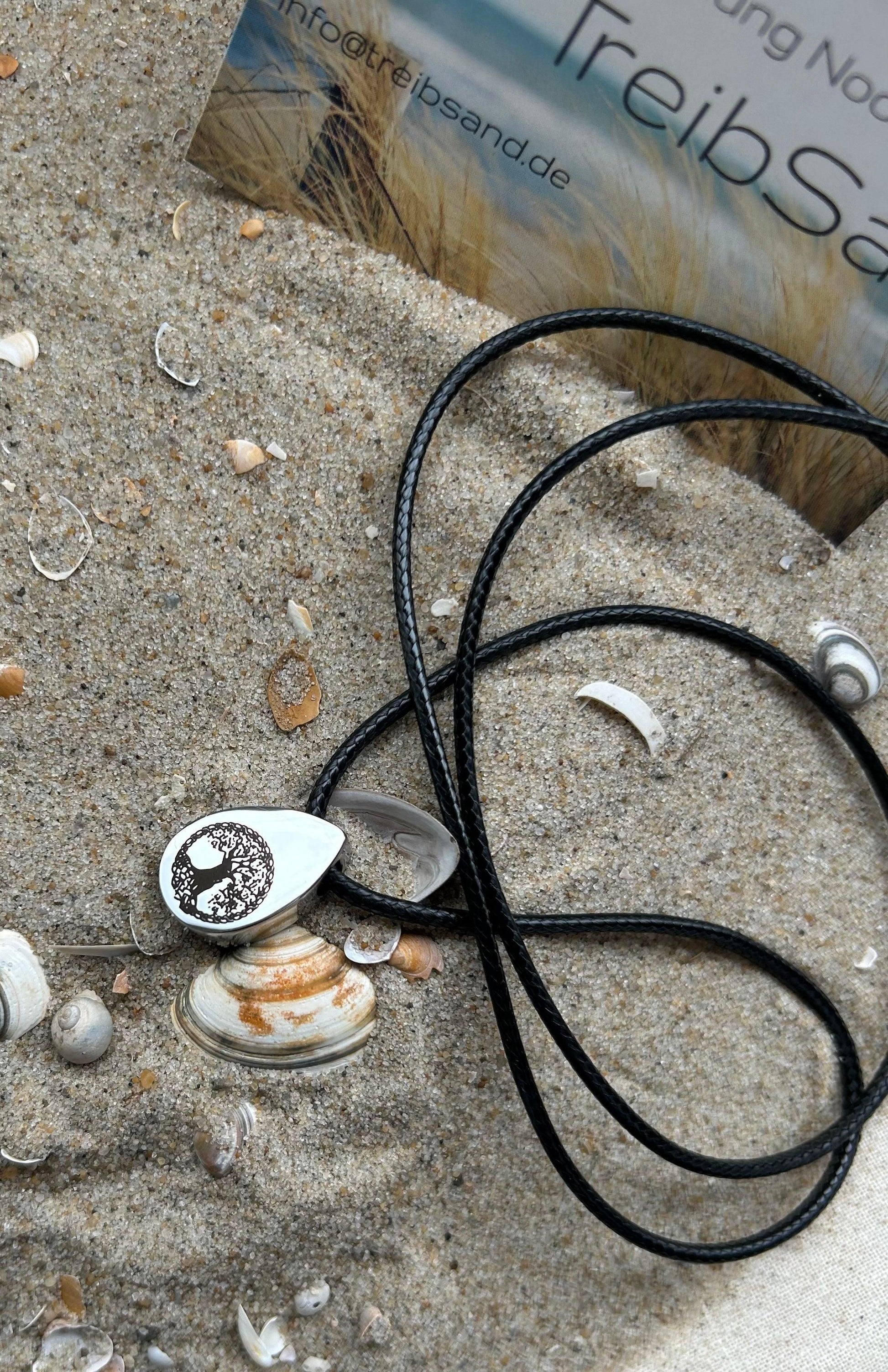 Ascheschmuck Lederband Tropfen Edelstahl