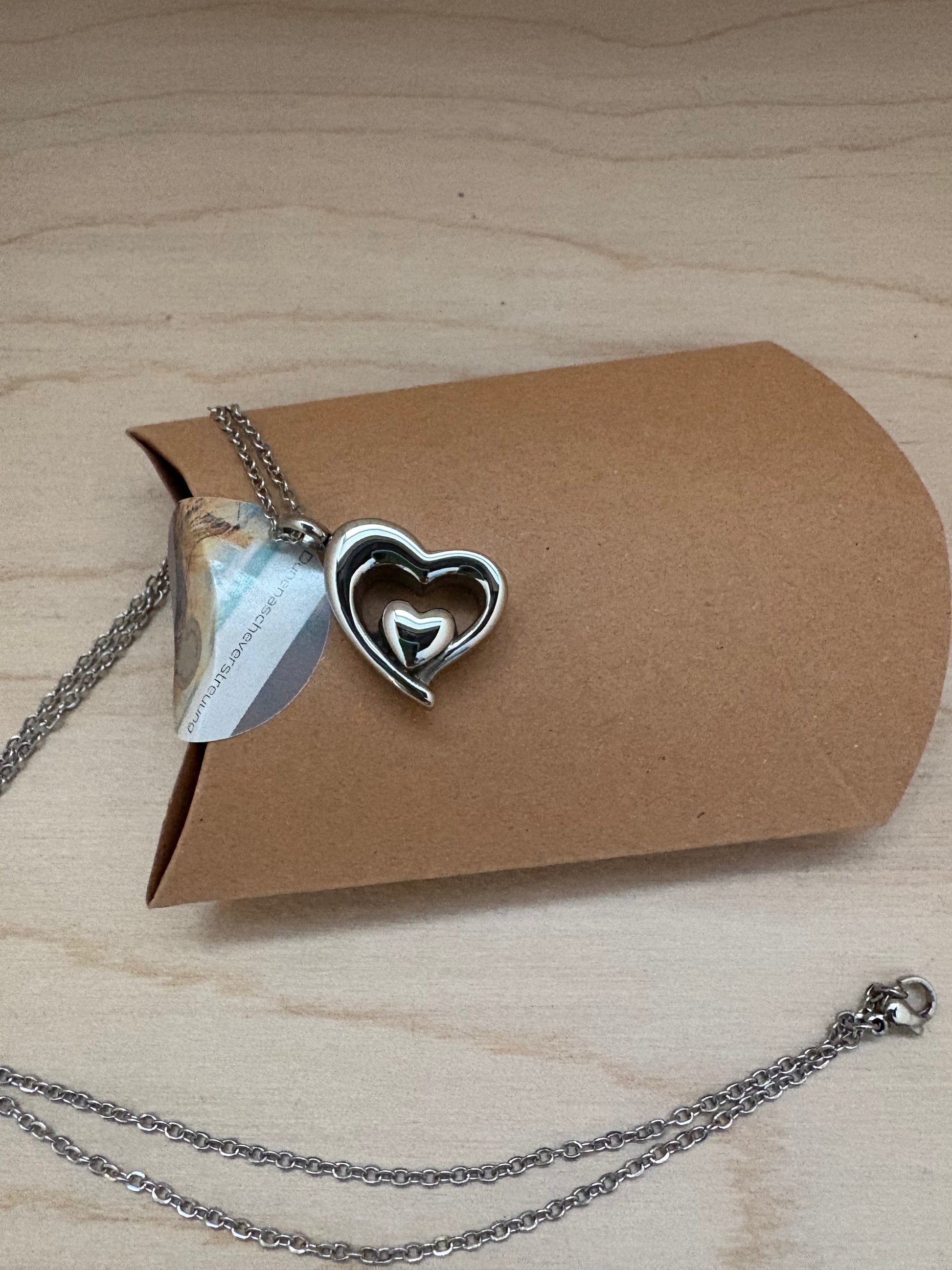Erinnerung-Ascheschmuck Kette Doppelherz