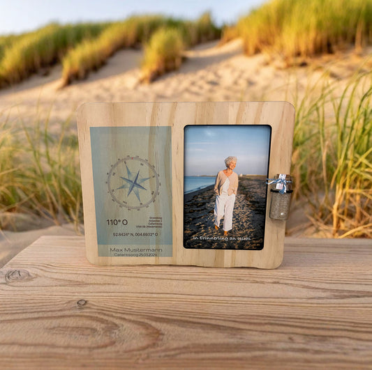 Holzfotorahmen Kompass