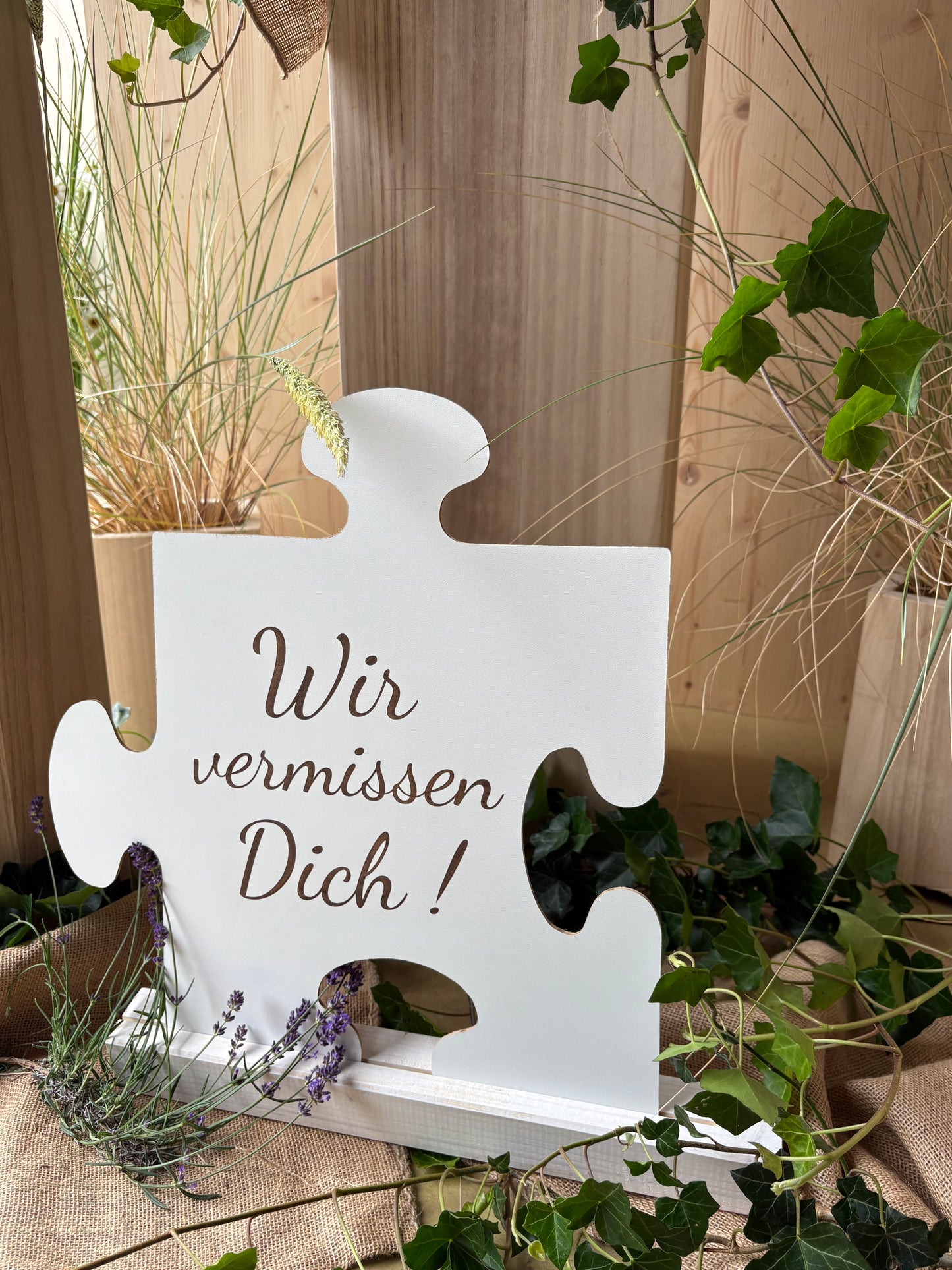 Trauerdekoration Puzzle weiß groß