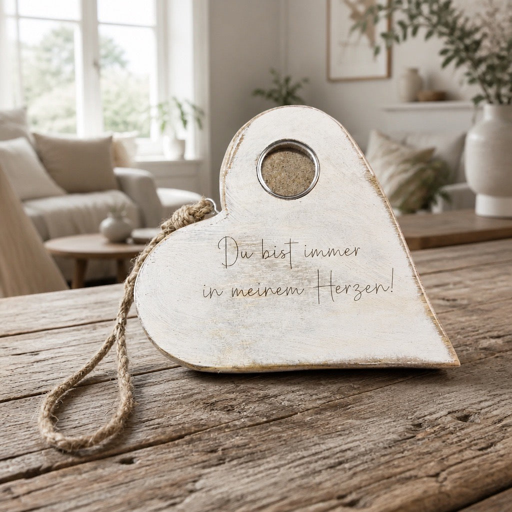 Erinnerungsherz weiß Vintage Memory Medaillon